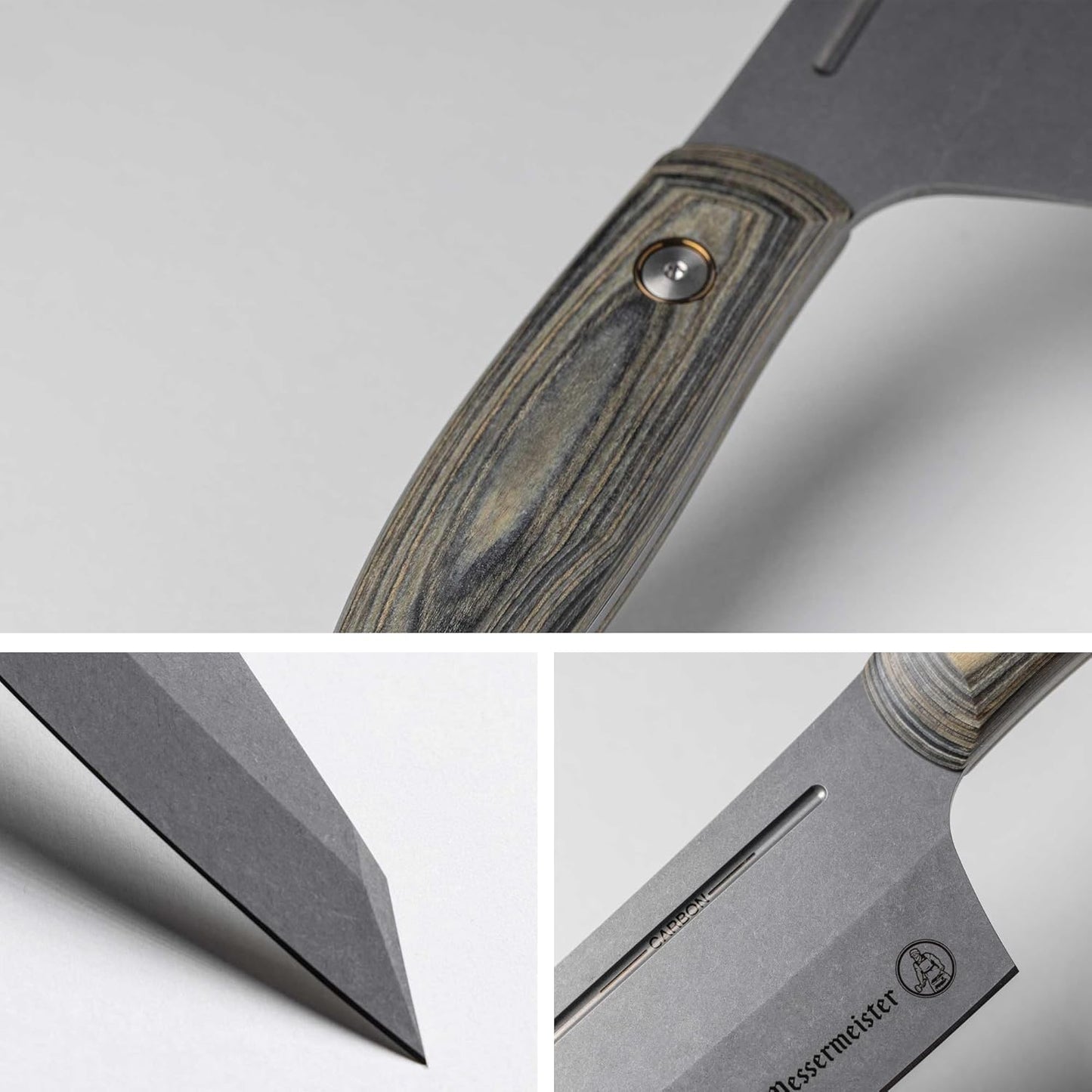 Chef April Bloomfield Carbon 6.5” Chef’s Knife - Bohler K110 High Carbon Steel with a Ceramic Stonewash Finish - Resin-Stabilized Wood Handles - Handcrafted in Maniago, Italy
