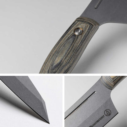 Chef April Bloomfield Carbon 6.5” Chef’s Knife - Bohler K110 High Carbon Steel with a Ceramic Stonewash Finish - Resin-Stabilized Wood Handles - Handcrafted in Maniago, Italy