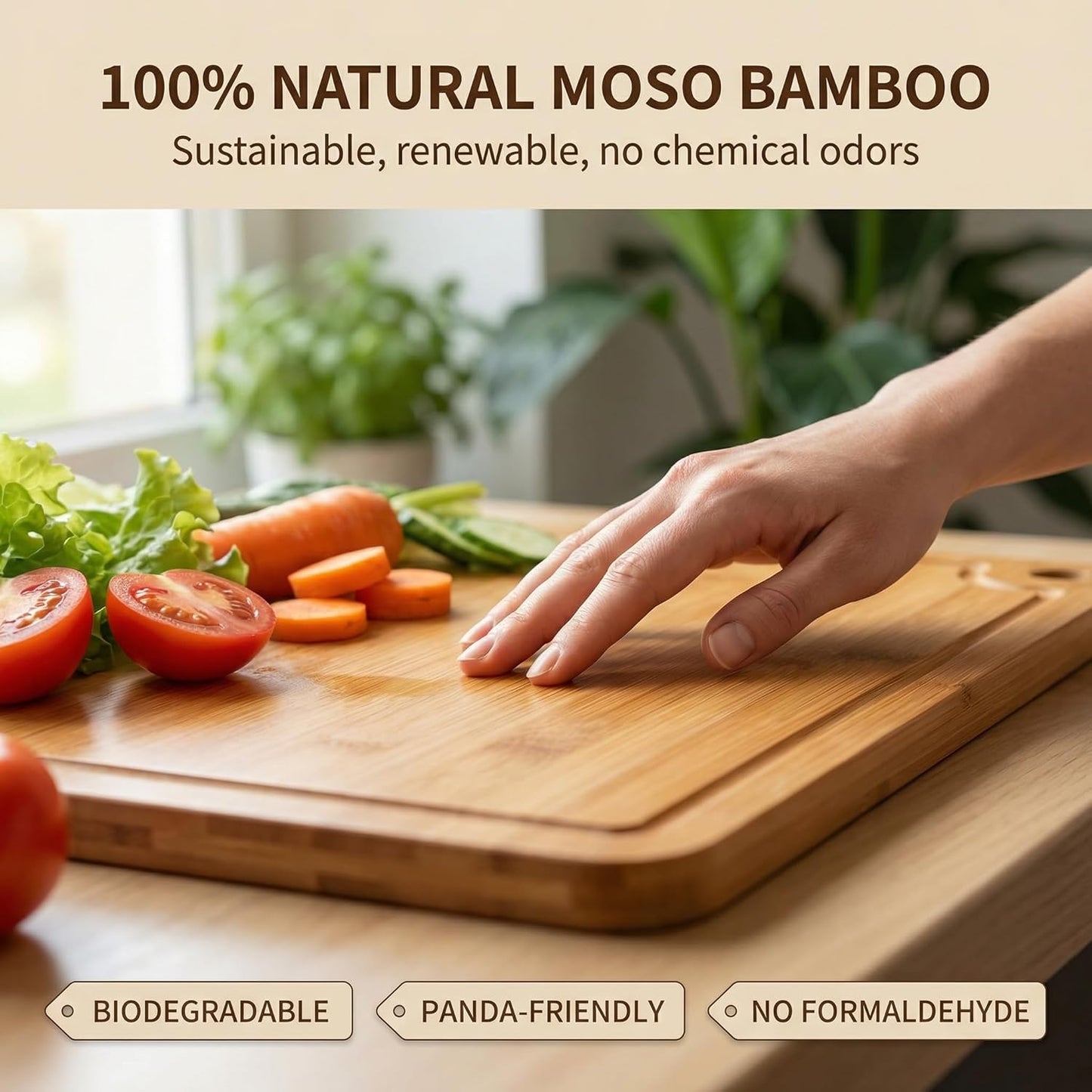 Deep-Carbonized Wood Cutting Board Set, 3 Pack Bamboo Chopping Boards for Kitchen with Side Handles, Charcuterie Board Juice Groove Knife-Friendly for Heavy Duty