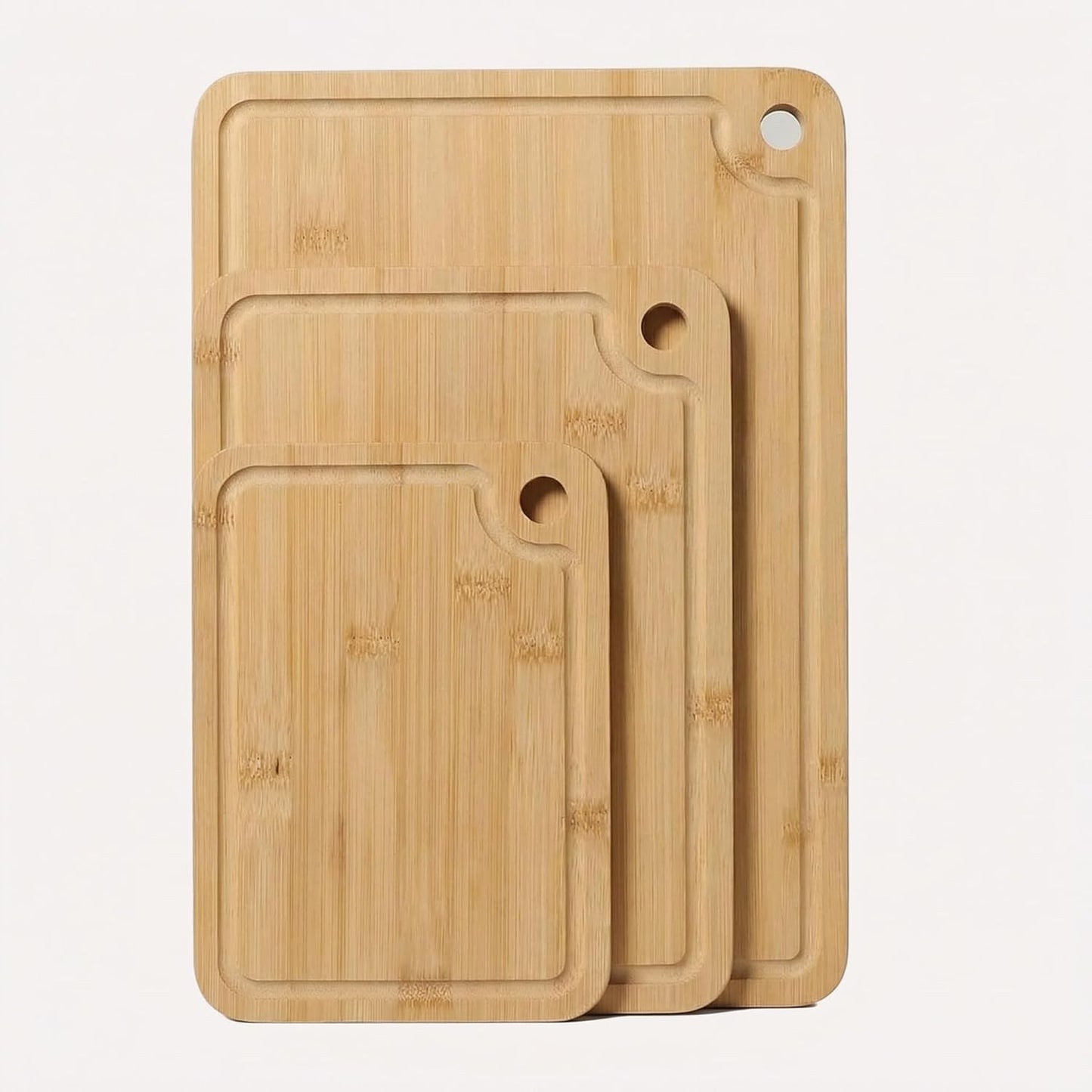Deep-Carbonized Wood Cutting Board Set, 3 Pack Bamboo Chopping Boards for Kitchen with Side Handles, Charcuterie Board Juice Groove Knife-Friendly for Heavy Duty
