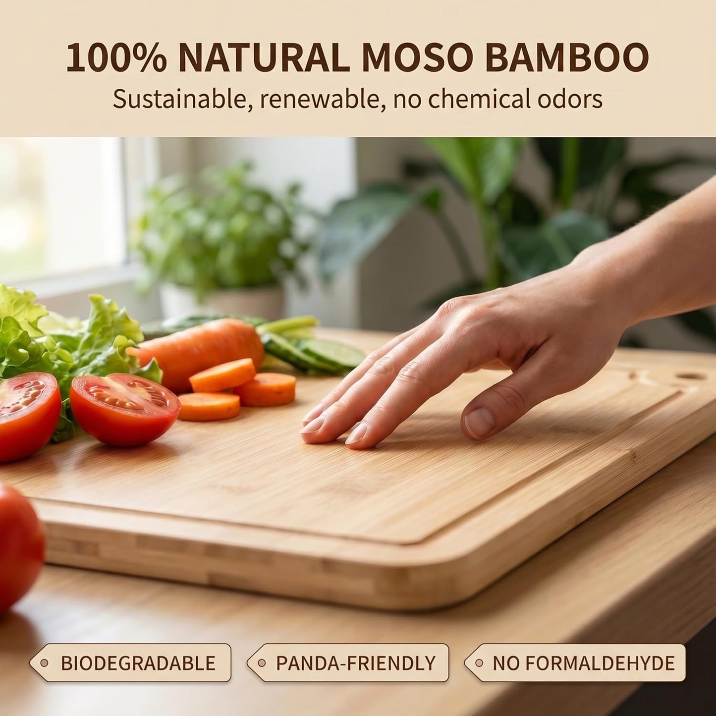 Deep-Carbonized Wood Cutting Board Set, 3 Pack Bamboo Chopping Boards for Kitchen with Side Handles, Charcuterie Board Juice Groove Knife-Friendly for Heavy Duty