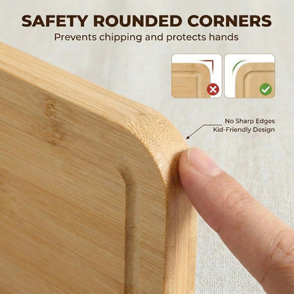 Deep-Carbonized Wood Cutting Board Set, 3 Pack Bamboo Chopping Boards for Kitchen with Side Handles, Charcuterie Board Juice Groove Knife-Friendly for Heavy Duty