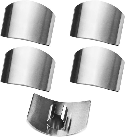 Stainless Steel Finger Guard (5-Pack) - Adjustable Kitchen Safety Protector for Vegetable, Fruit & Meat Cutting