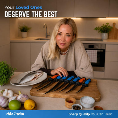 Fillet Knife for Fish - Razor Sharp G4116 German Stainless Steel Blade, 7 Inch Professional Filleting & Boning Knife with Non-Slip Handle, Protective Sheath & Sharpener