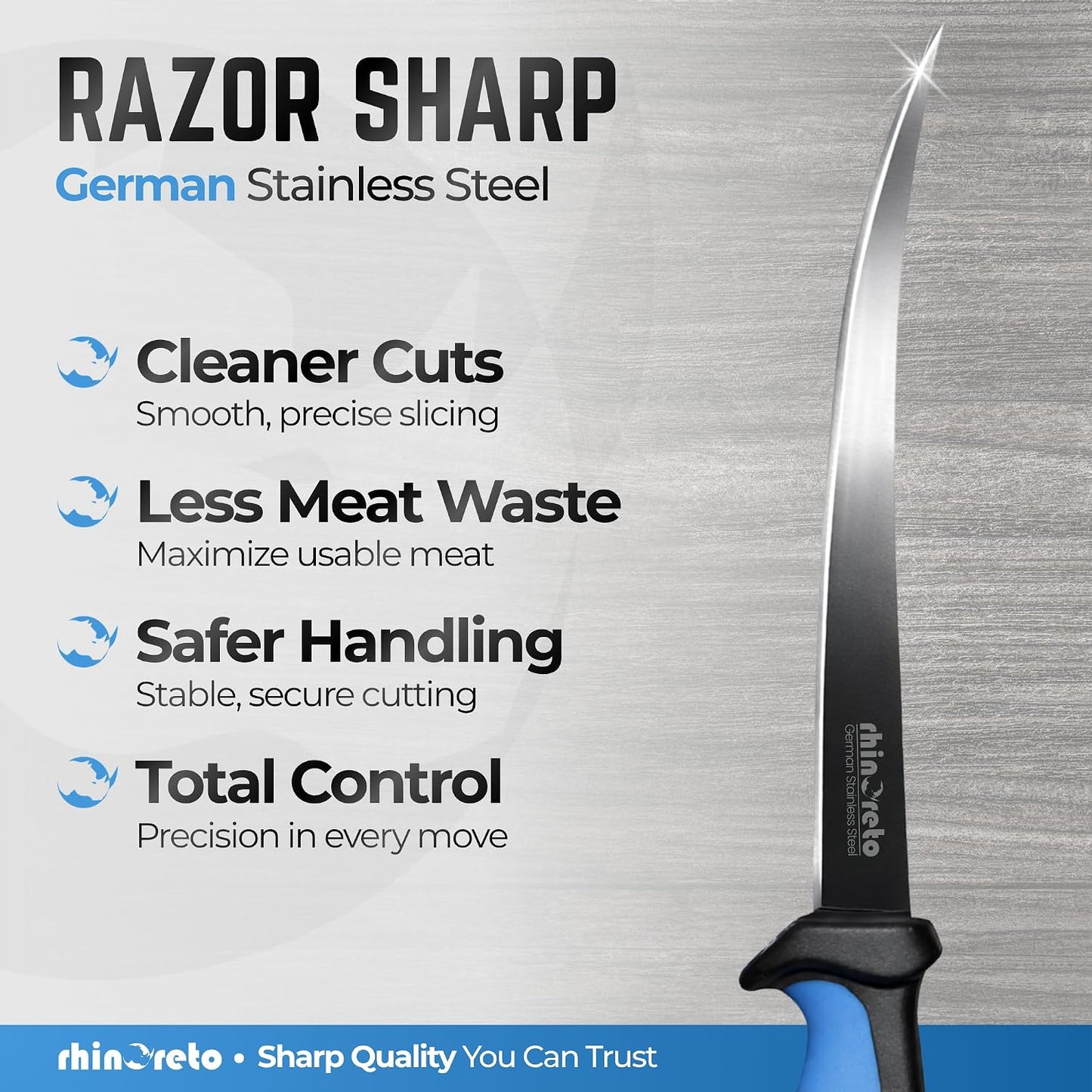 Fillet Knife for Fish - Razor Sharp G4116 German Stainless Steel Blade, 7 Inch Professional Filleting & Boning Knife with Non-Slip Handle, Protective Sheath & Sharpener