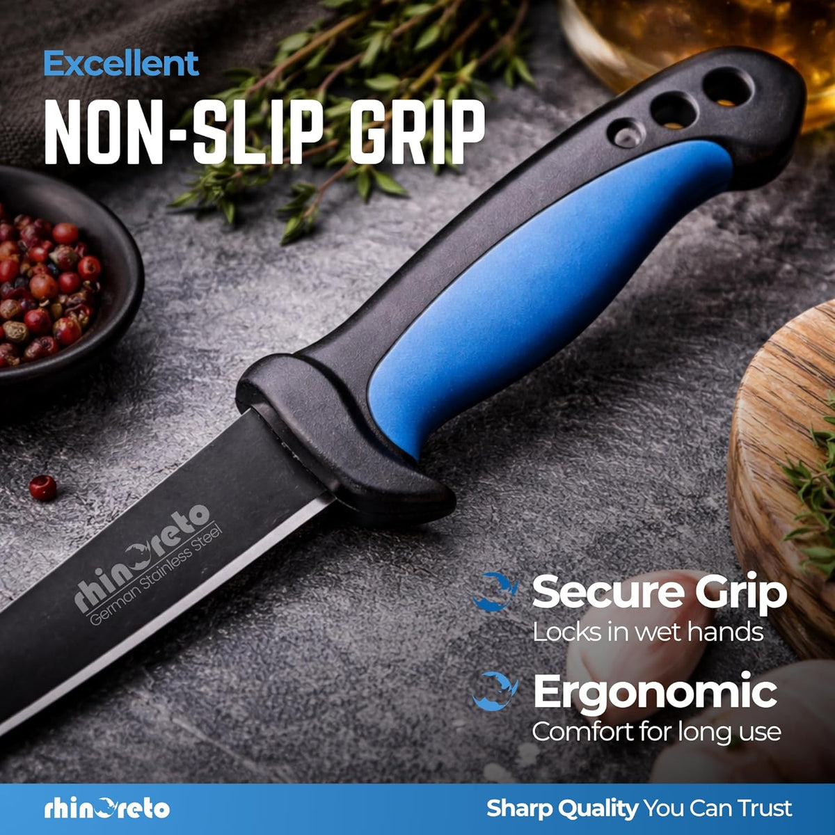 Fillet Knife for Fish - Razor Sharp G4116 German Stainless Steel Blade, 7 Inch Professional Filleting & Boning Knife with Non-Slip Handle, Protective Sheath & Sharpener