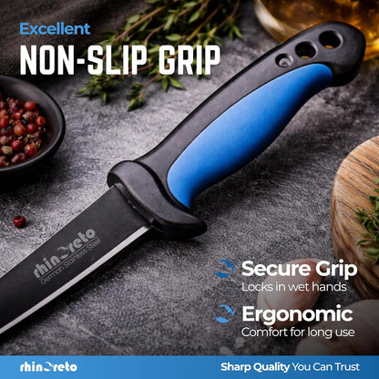 Fillet Knife for Fish - Razor Sharp G4116 German Stainless Steel Blade, 7 Inch Professional Filleting & Boning Knife with Non-Slip Handle, Protective Sheath & Sharpener