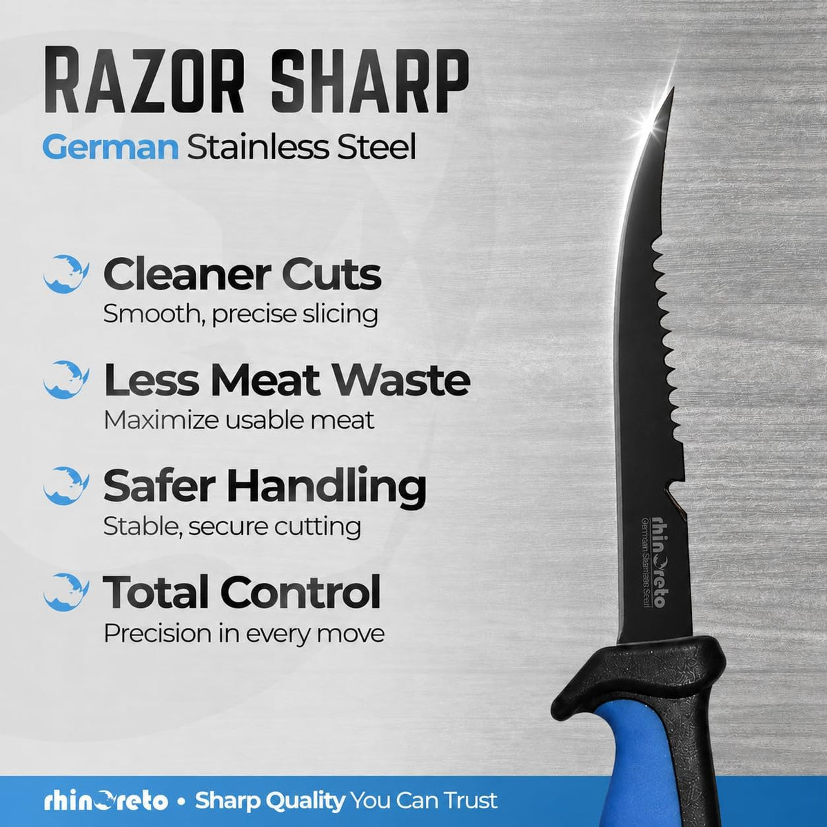 Fillet Knife for Fish - Razor Sharp G4116 German Stainless Steel Blade, 7 Inch Professional Filleting & Boning Knife with Non-Slip Handle, Protective Sheath & Sharpener
