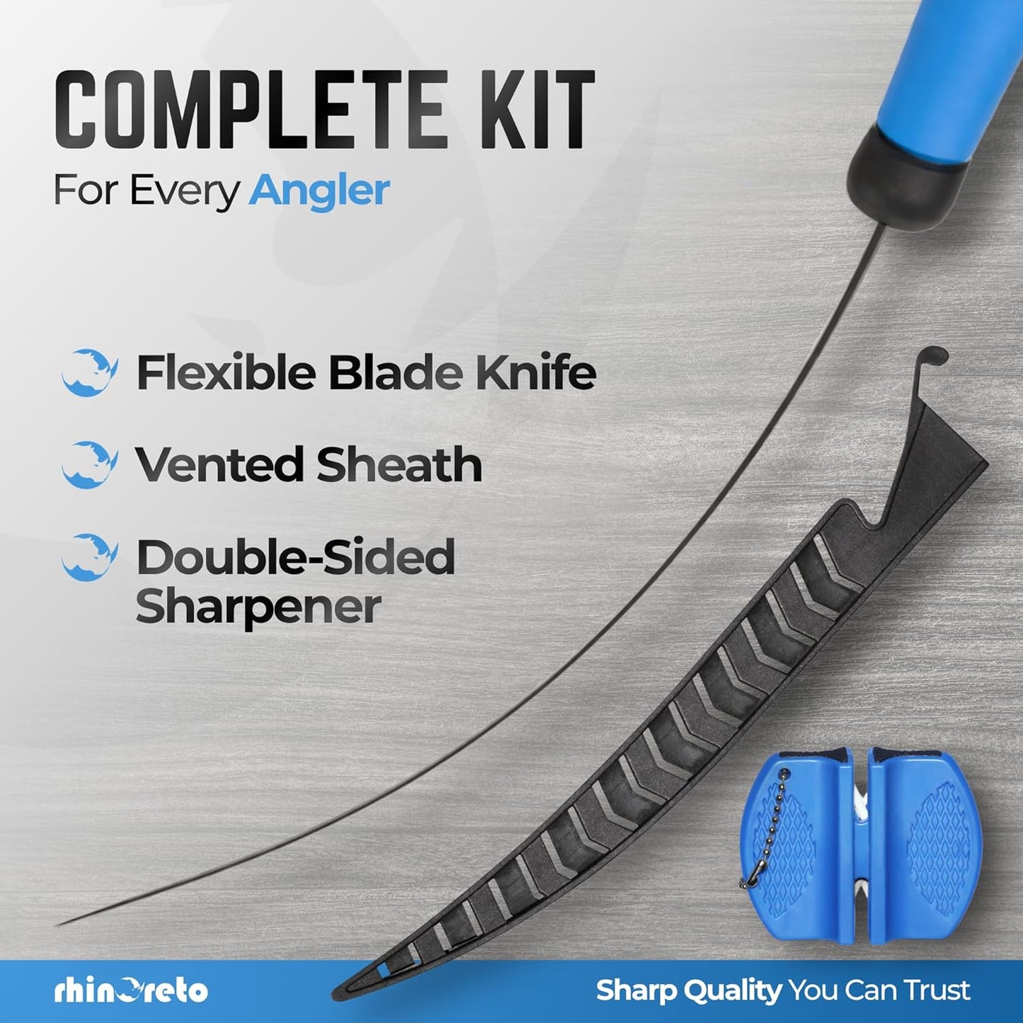 Fillet Knife for Fish - Razor Sharp G4116 German Stainless Steel Blade, 7 Inch Professional Filleting & Boning Knife with Non-Slip Handle, Protective Sheath & Sharpener