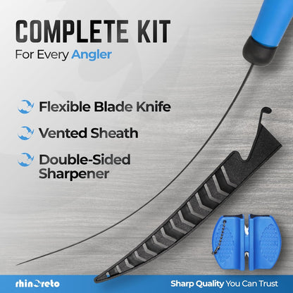 Fillet Knife for Fish - Razor Sharp G4116 German Stainless Steel Blade, 7 Inch Professional Filleting & Boning Knife with Non-Slip Handle, Protective Sheath & Sharpener