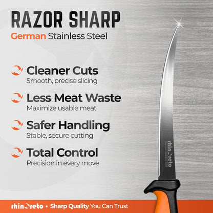 Fillet Knife for Fish - Razor Sharp G4116 German Stainless Steel Blade, 7 Inch Professional Filleting & Boning Knife with Non-Slip Handle, Protective Sheath & Sharpener
