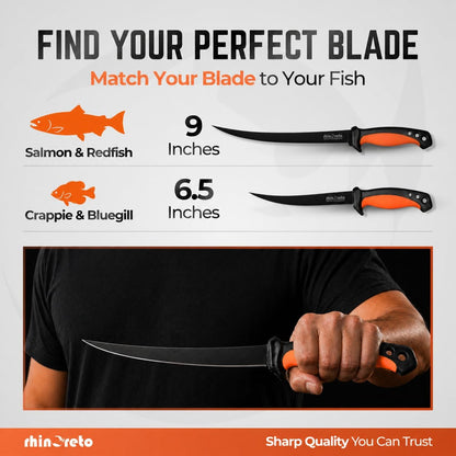 Fillet Knife for Fish - Razor Sharp G4116 German Stainless Steel Blade, 7 Inch Professional Filleting & Boning Knife with Non-Slip Handle, Protective Sheath & Sharpener