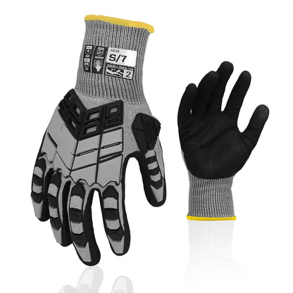 Safety Work Gloves,Impact Gloves for Men Women,Cut Resistant Non-Slip Heavy Duty Gloves with Nitrile Grip,Touch Screen Glove with Impact Protection for Gardening Mechanic Construction, Large