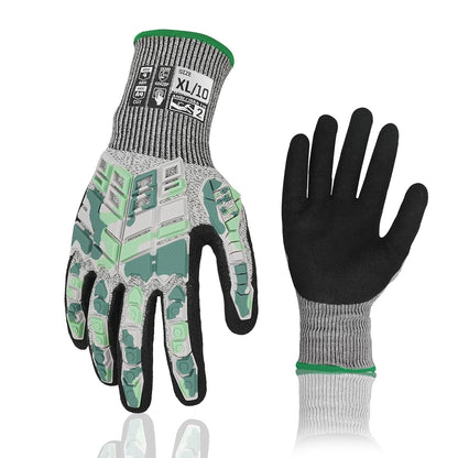 Safety Work Gloves,Impact Gloves for Men Women,Cut Resistant Non-Slip Heavy Duty Gloves with Nitrile Grip,Touch Screen Glove with Impact Protection for Gardening Mechanic Construction, Large