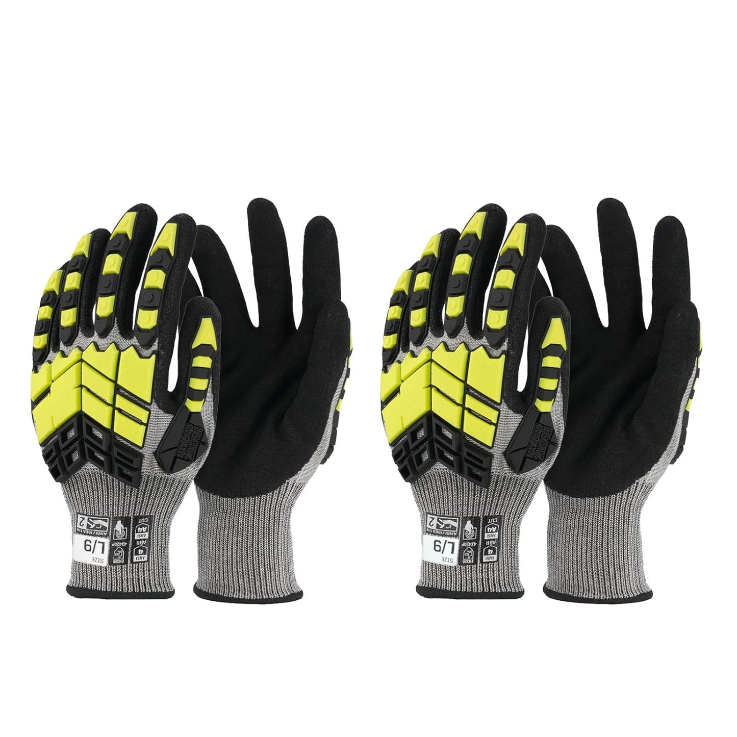 Safety Work Gloves,Impact Gloves for Men Women,Cut Resistant Non-Slip Heavy Duty Gloves with Nitrile Grip,Touch Screen Glove with Impact Protection for Gardening Mechanic Construction, Large