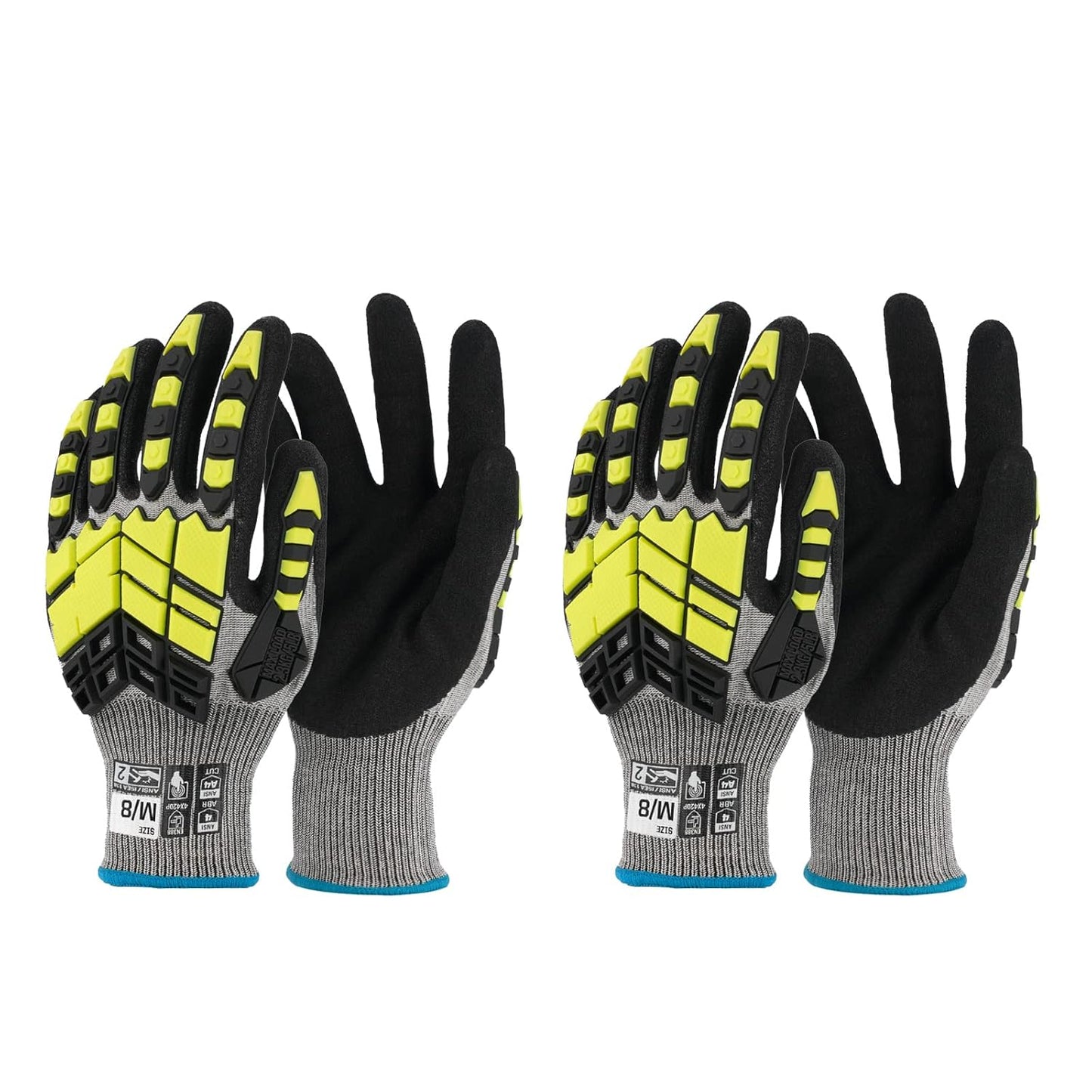 Safety Work Gloves,Impact Gloves for Men Women,Cut Resistant Non-Slip Heavy Duty Gloves with Nitrile Grip,Touch Screen Glove with Impact Protection for Gardening Mechanic Construction, Large