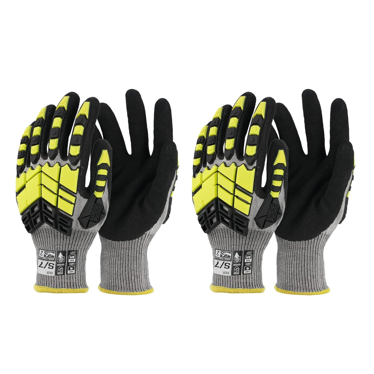 Safety Work Gloves,Impact Gloves for Men Women,Cut Resistant Non-Slip Heavy Duty Gloves with Nitrile Grip,Touch Screen Glove with Impact Protection for Gardening Mechanic Construction, Large