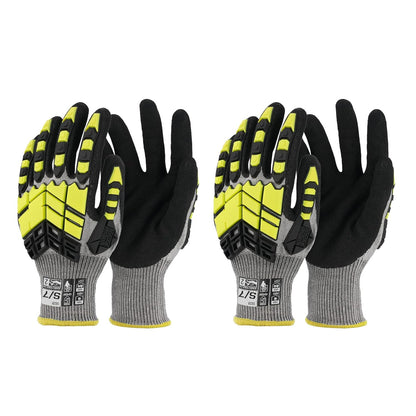 Safety Work Gloves,Impact Gloves for Men Women,Cut Resistant Non-Slip Heavy Duty Gloves with Nitrile Grip,Touch Screen Glove with Impact Protection for Gardening Mechanic Construction, Large