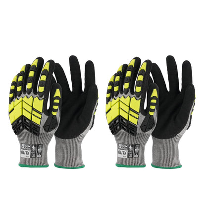 Safety Work Gloves,Impact Gloves for Men Women,Cut Resistant Non-Slip Heavy Duty Gloves with Nitrile Grip,Touch Screen Glove with Impact Protection for Gardening Mechanic Construction, Large