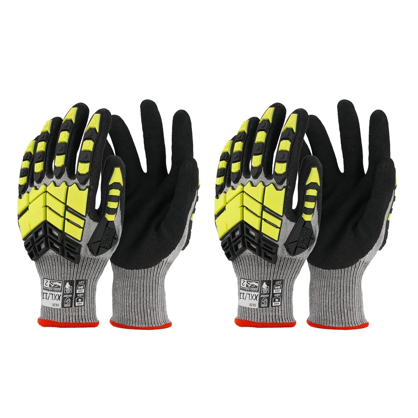 Safety Work Gloves,Impact Gloves for Men Women,Cut Resistant Non-Slip Heavy Duty Gloves with Nitrile Grip,Touch Screen Glove with Impact Protection for Gardening Mechanic Construction, Large