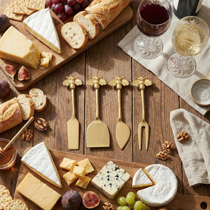 Set of 4 Bee Cheese Knives Set with Bag Cheese Spreaders