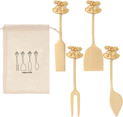 Set of 4 Bee Cheese Knives Set with Bag Cheese Spreaders