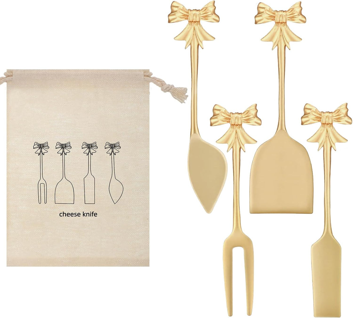 Set of 4 Bee Cheese Knives Set with Bag Cheese Spreaders