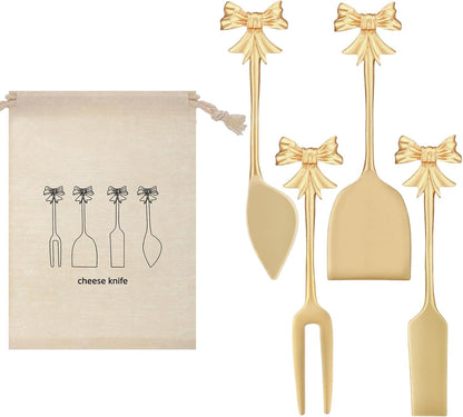 Set of 4 Bee Cheese Knives Set with Bag Cheese Spreaders