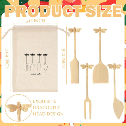 Set of 4 Bee Cheese Knives Set with Bag Cheese Spreaders