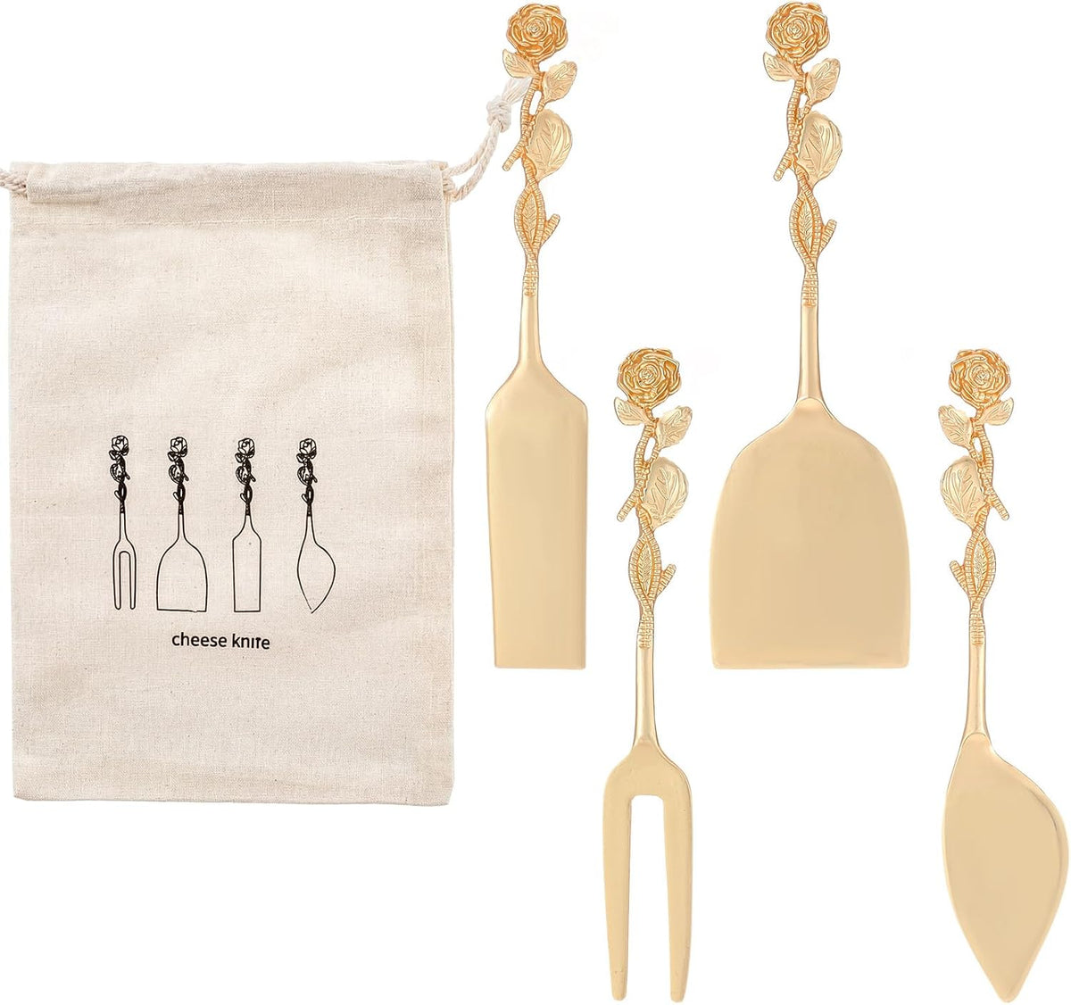 Set of 4 Bee Cheese Knives Set with Bag Cheese Spreaders