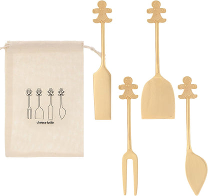 Set of 4 Bee Cheese Knives Set with Bag Cheese Spreaders