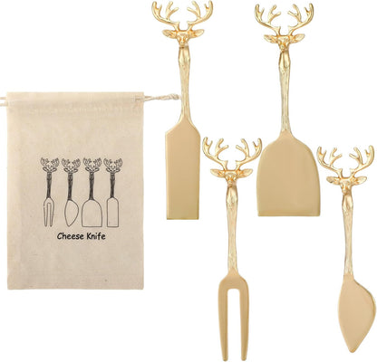 Set of 4 Bee Cheese Knives Set with Bag Cheese Spreaders