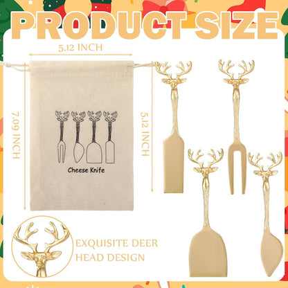 Set of 4 Bee Cheese Knives Set with Bag Cheese Spreaders
