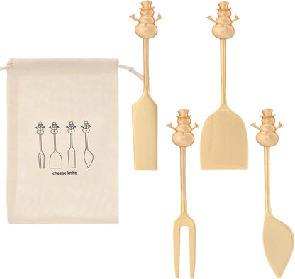 Set of 4 Bee Cheese Knives Set with Bag Cheese Spreaders