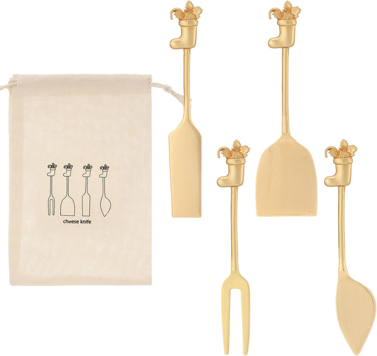 Set of 4 Bee Cheese Knives Set with Bag Cheese Spreaders