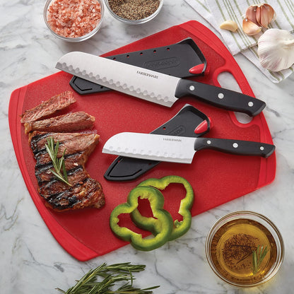 Edgekeeper Self-Sharpening Triple Riveted Santoku Knife Set, 4-Piece, Black