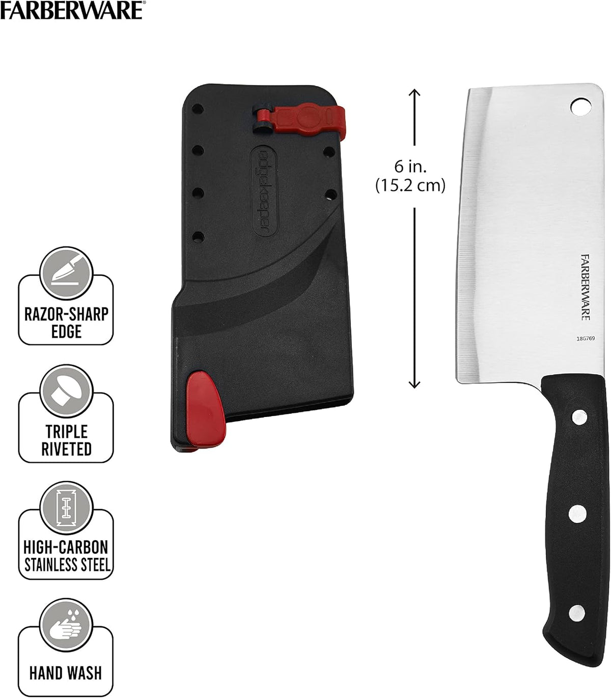 Edgekeeper Self-Sharpening Triple Riveted Santoku Knife Set, 4-Piece, Black