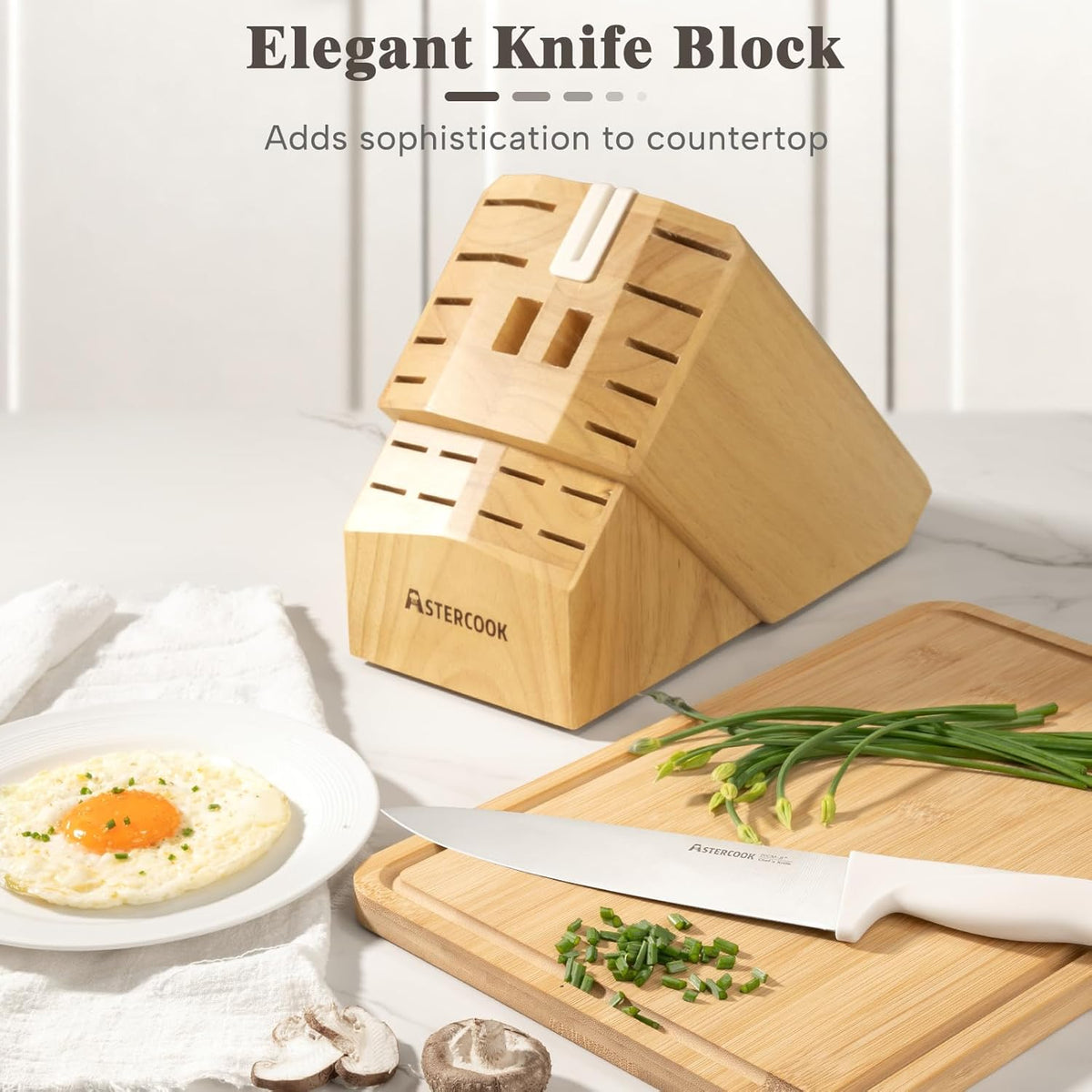 Knife Set, 22-Piece Kitchen Knife Set with Sharpener Block, High Carbon Stainless Steel Knives, Dishwasher Safe, Non-Slip Handle, Elegant Cream White Design, Perfect Holiday Gifts