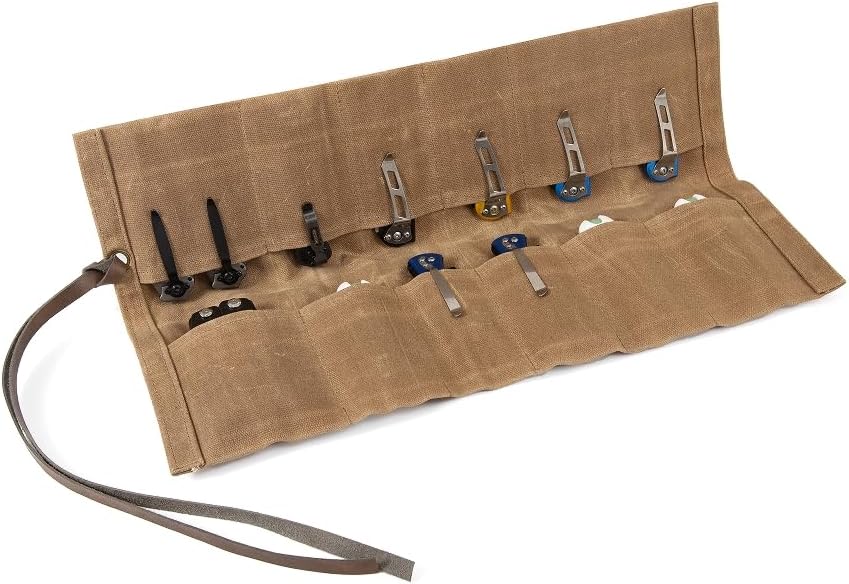 Knife Display Bag with 12 Slots Pocket Knives,Folding Knife Holder Organizer,Tactical Outdoor for EDC Mini Knife Bags,Knives Roll Collection Protector Bag
