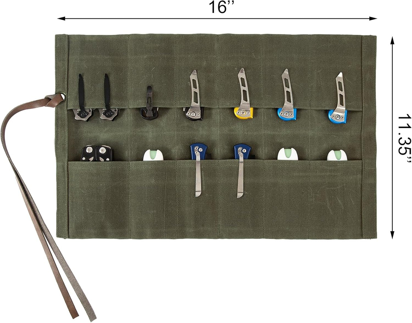 Knife Display Bag with 12 Slots Pocket Knives,Folding Knife Holder Organizer,Tactical Outdoor for EDC Mini Knife Bags,Knives Roll Collection Protector Bag