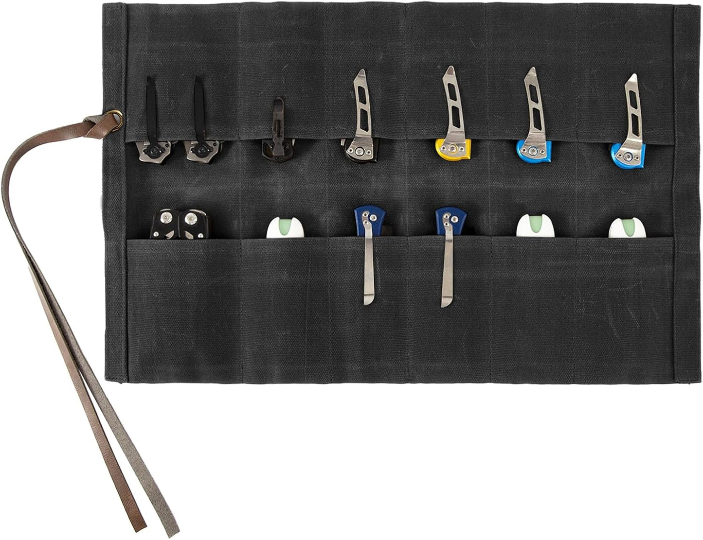 Knife Display Bag with 12 Slots Pocket Knives,Folding Knife Holder Organizer,Tactical Outdoor for EDC Mini Knife Bags,Knives Roll Collection Protector Bag