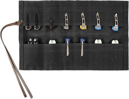 Knife Display Bag with 12 Slots Pocket Knives,Folding Knife Holder Organizer,Tactical Outdoor for EDC Mini Knife Bags,Knives Roll Collection Protector Bag