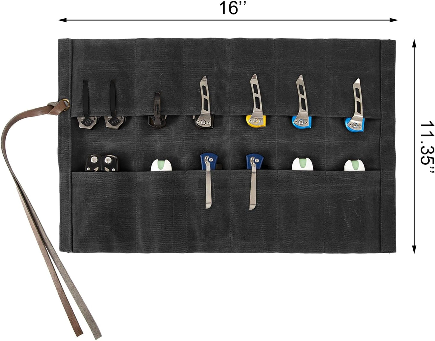 Knife Display Bag with 12 Slots Pocket Knives,Folding Knife Holder Organizer,Tactical Outdoor for EDC Mini Knife Bags,Knives Roll Collection Protector Bag
