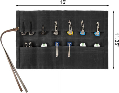 Knife Display Bag with 12 Slots Pocket Knives,Folding Knife Holder Organizer,Tactical Outdoor for EDC Mini Knife Bags,Knives Roll Collection Protector Bag