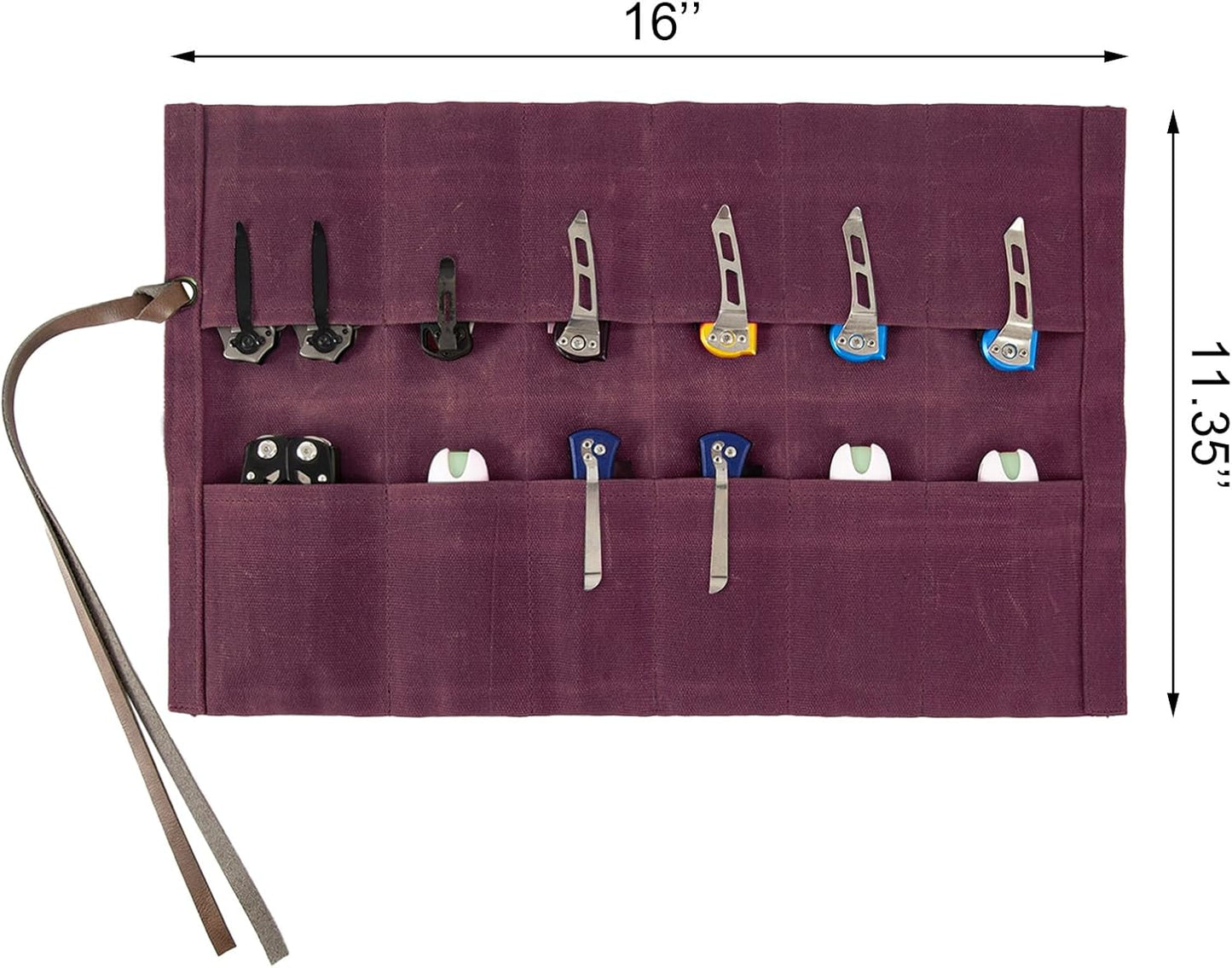 Knife Display Bag with 12 Slots Pocket Knives,Folding Knife Holder Organizer,Tactical Outdoor for EDC Mini Knife Bags,Knives Roll Collection Protector Bag
