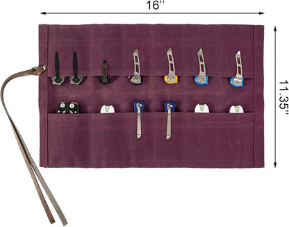 Knife Display Bag with 12 Slots Pocket Knives,Folding Knife Holder Organizer,Tactical Outdoor for EDC Mini Knife Bags,Knives Roll Collection Protector Bag