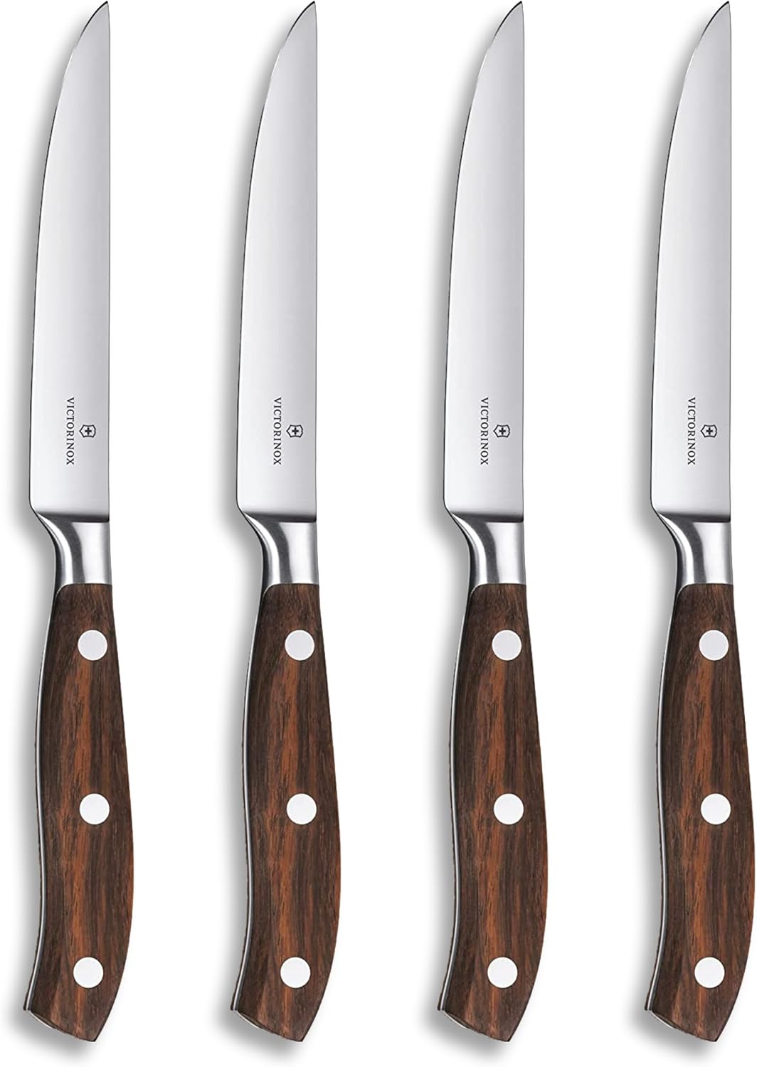 Grand Maître Steak Knife Set Ideal for Slicing a Wide Variety of Steak Cuts Straight Blade in Rosewood, Set of 4