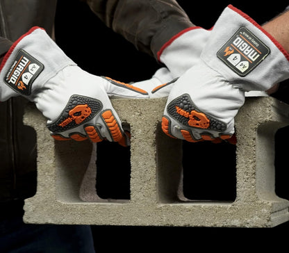 MAGID T-REX TRX848 Inferno Welder's Gloves, ANSI A4 Cut Resistant, EN 407 L4 Flame, Cow Grain Leather, 3.5" Gauntlet, Para-Aramid Liner, Hi-Vis Orange/Gray TPR, Size 10/XL, 1 Pair