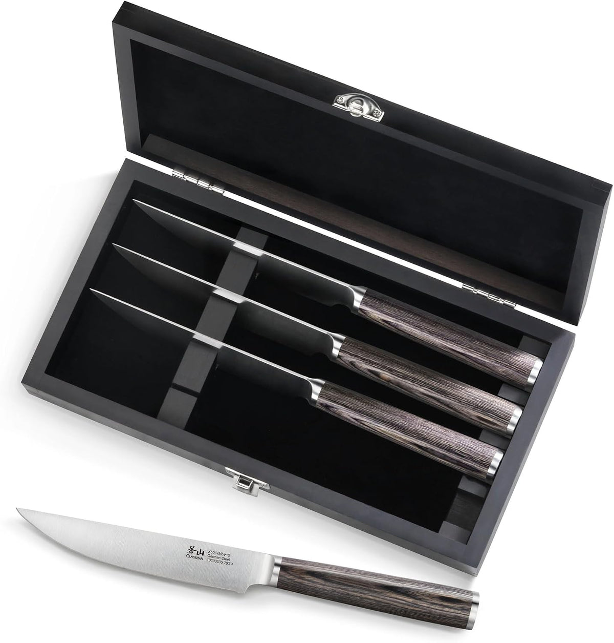 Cangshan 4-Piece Pakkawood Steak Knife Set | Wood Box, 10300535