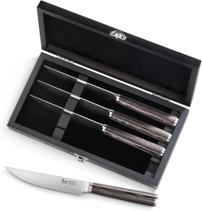 Cangshan 4-Piece Pakkawood Steak Knife Set | Wood Box, 10300535